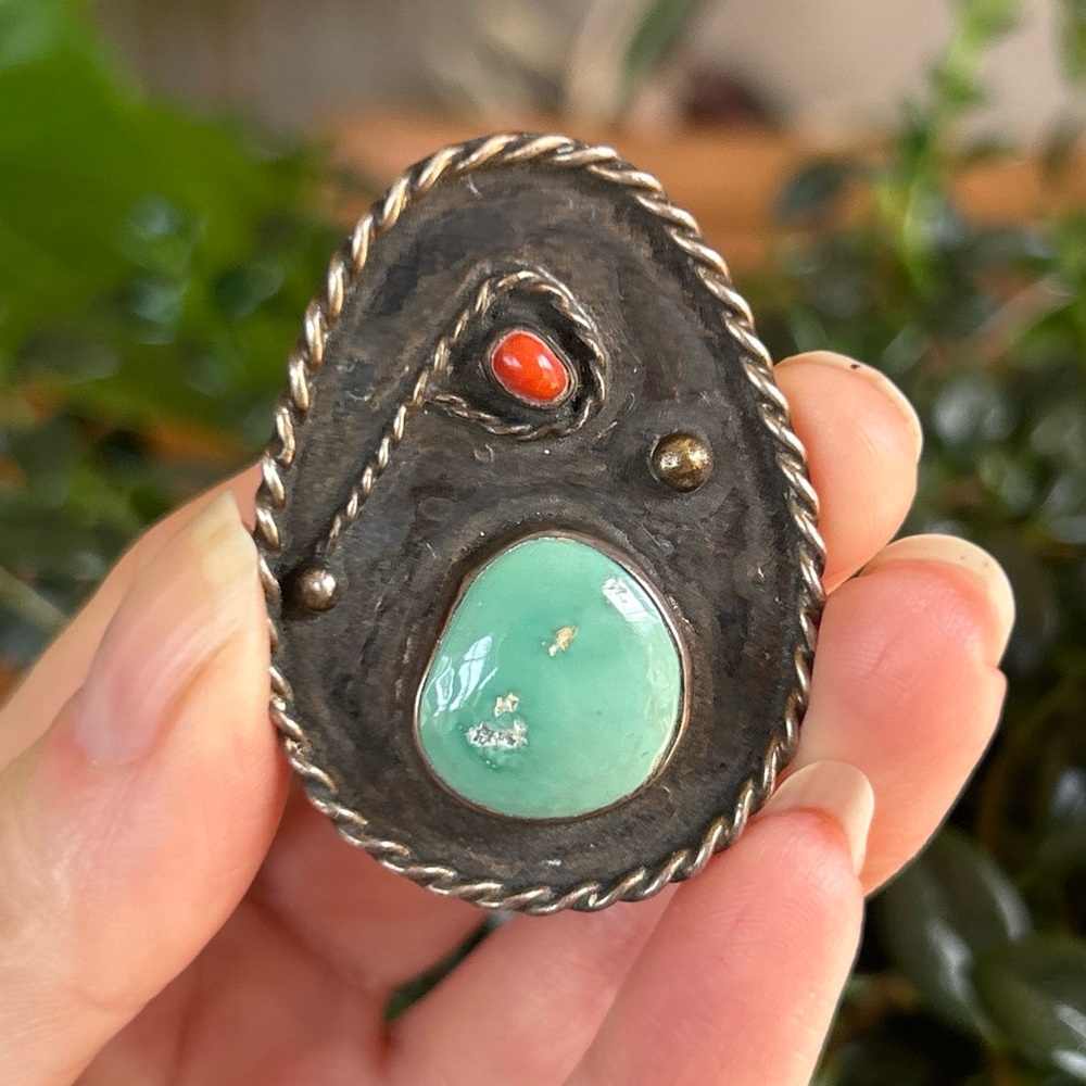 Rare Vintage Native American Sterling Silver Bolo Tie